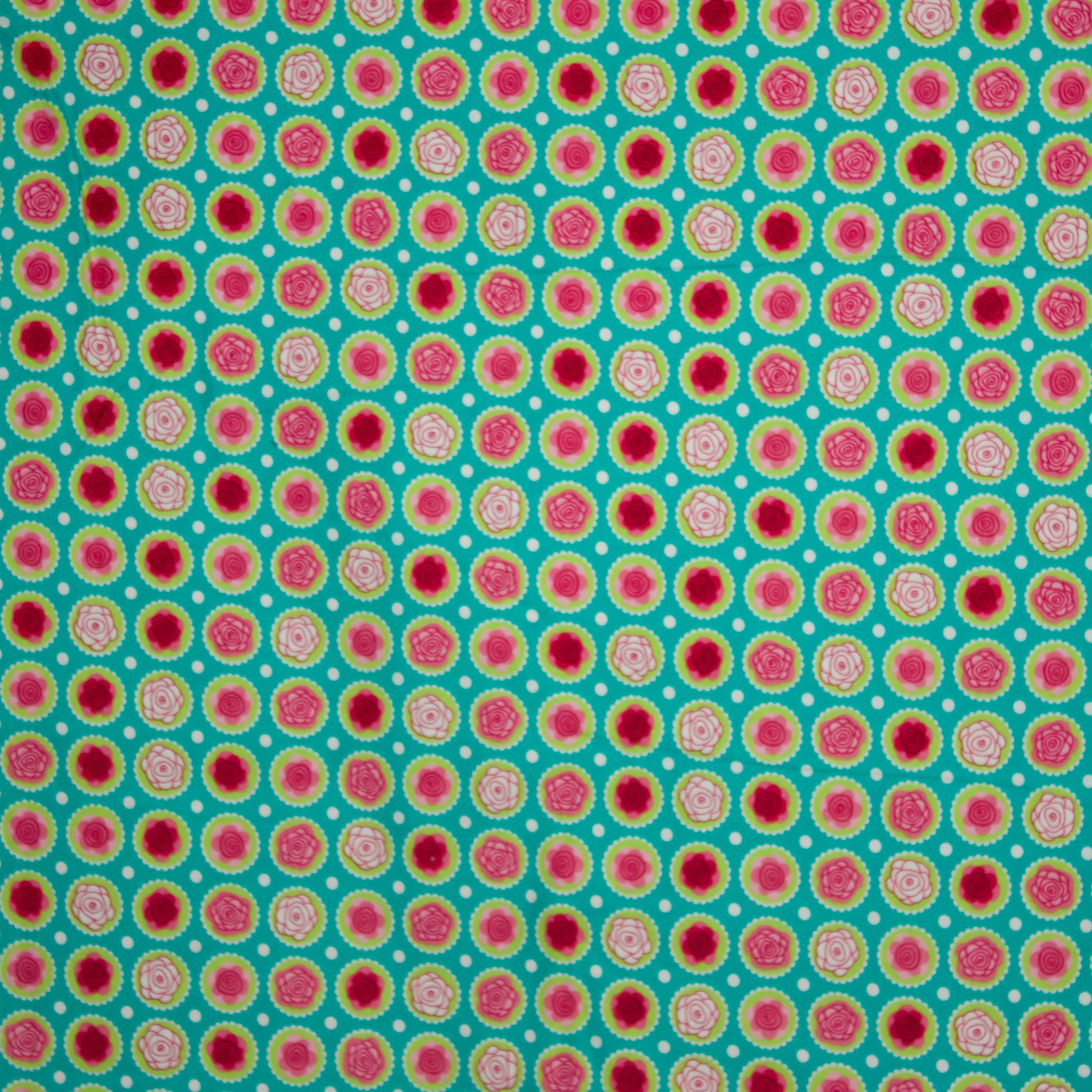 Flanel met bloemen en dots